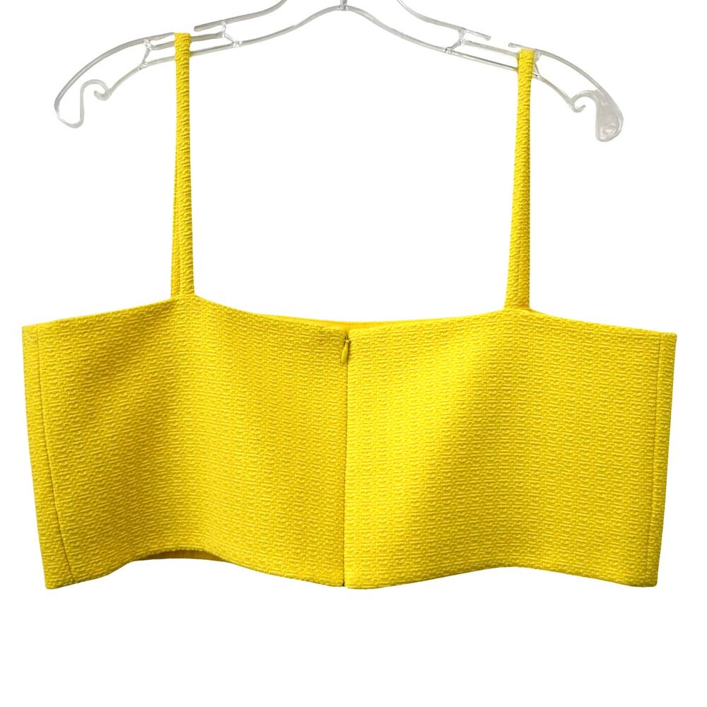 Alexis Square Neck Jacquard Sol Yellow Crop Top Size XL - Picture 2 of 5